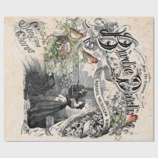 Piepmatz süßes Decoupage Plakat Geschenkpapier (Flach)