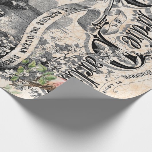 Piepmatz süßes Decoupage Plakat Geschenkpapier (Ecke)