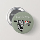 Piepmätze für Bernie! - Rot-Aufgeblähter Specht Button (Vorne & Hinten)