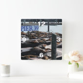 Pier 39 Sea Lions Quadratische Wanduhr (Zuhause)