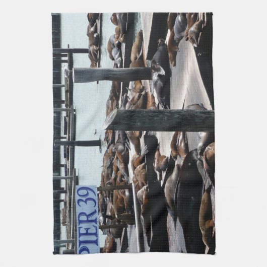 Pier 39 Seelöwen Geschirrtuch (Vertikal)