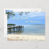 "PIER AM RUHIGEN STRAND/GRÜNEN TURTLE, DIE BAHAMAS POSTKARTE (Vorne/Hinten)