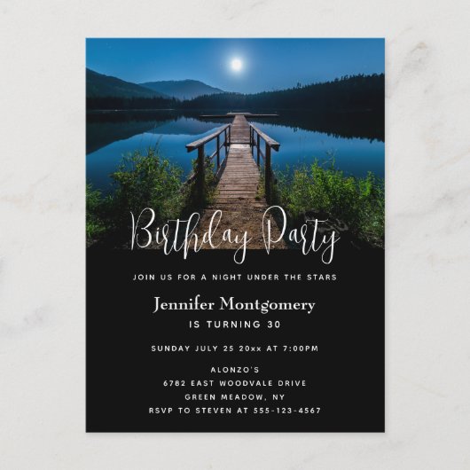 Pier bei Nacht mit Vollmond Einladung zum Geburtst (Vorderseite)