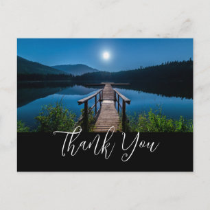 Pier bei Nacht unter einem Vollmond Danke Postkarte
