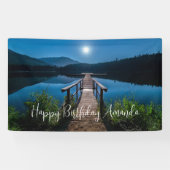 Pier bei Nacht unter einem Vollmond Geburtstag Banner (Horizontal)