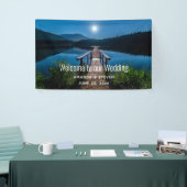 Pier bei Nacht unter einer Vollmondhochzeit Banner (Messeveranstaltung)