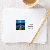 Pier bei Nacht unter Vollmond Adressaufkleber (Insitu)