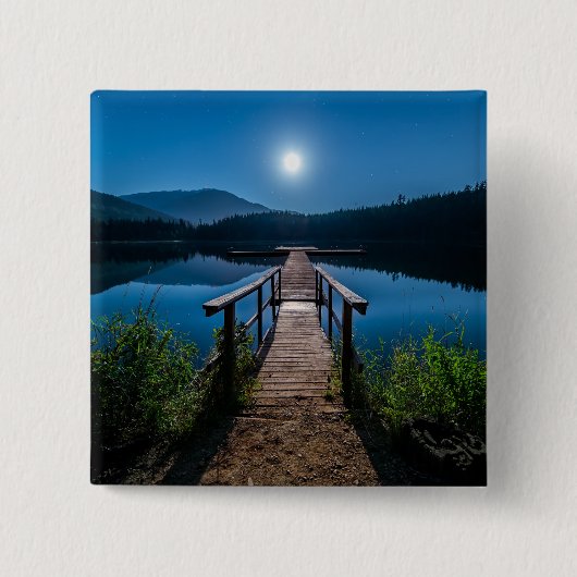 Pier bei Nacht unter Vollmond Button (Vorderseite)