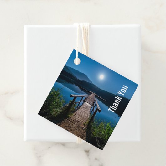 Pier bei Nacht unter Vollmond Danke Geschenkanhänger (Beispiel)
