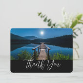 Pier bei Nacht unter Vollmond Dankeskarte (Stehend Vorderseite)