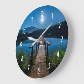 Pier bei Nacht unter Vollmond Große Wanduhr (Winkel)
