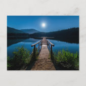 Pier bei Nacht unter Vollmond Postkarte (Vorderseite)