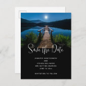 Pier bei Nacht unter Vollmond Save the Date Einladungspostkarte (Vorne/Hinten)