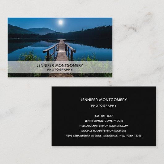 Pier bei Nacht unter Vollmond Visitenkarte (Vorne/Hinten)