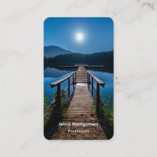 Pier bei Nacht unter Vollmond Visitenkarte