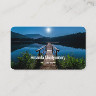 Pier bei Nacht unter Vollmond Visitenkarte