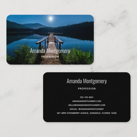 Pier bei Nacht unter Vollmond Visitenkarte (Vorne/Hinten)