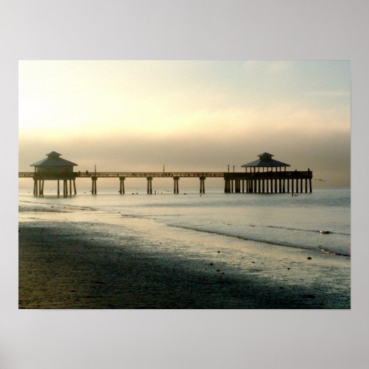 Pier bei Sunrise, Ft Myers FL Poster (Vorne)
