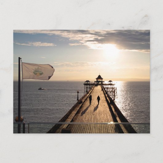Pier bei Sunset - Clevedon, Somerset, UK - Postkarte (Vorderseite)