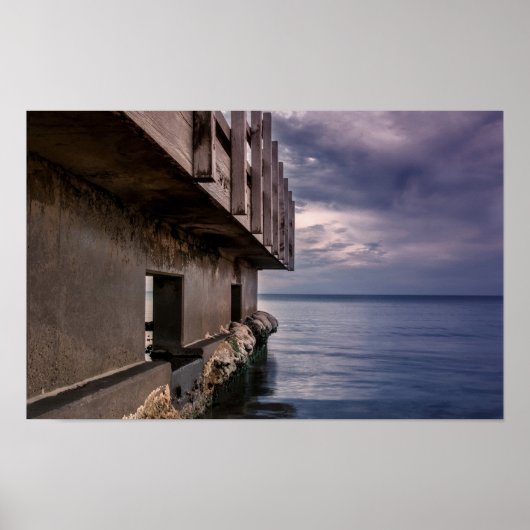 Pier Deck bei Sonnenuntergang Poster (Vorne)