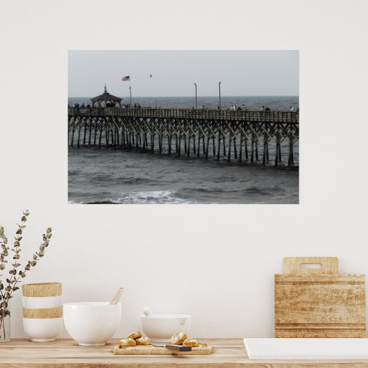 Pier Fishing - Eicheninsel, NC Poster (Küche)