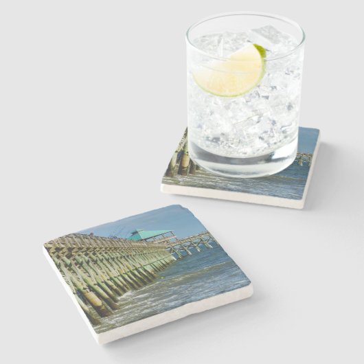 Pier Fishing Steinuntersetzer (Seitenansicht)