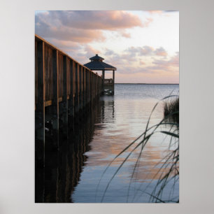 Pier & Gazebo bei Sunset, Außer Banks NC Poster