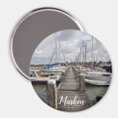 Pier mit Booten und Yachten in Marken Niederlande Magnet (Vorderseite/Rückseite)