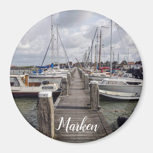 Pier mit Booten und Yachten in Marken Niederlande Magnet (Vorne)