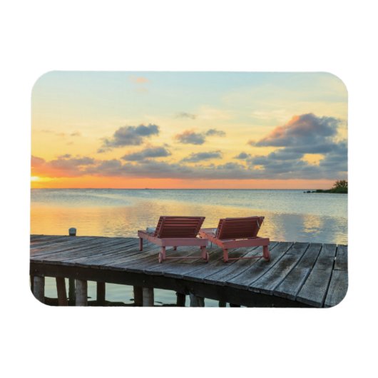 Pier mit Meerblick, Belize Magnet (Horizontal)