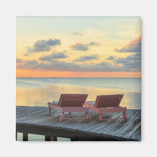 Pier mit Meerblick, Belize Magnet (Vorne)
