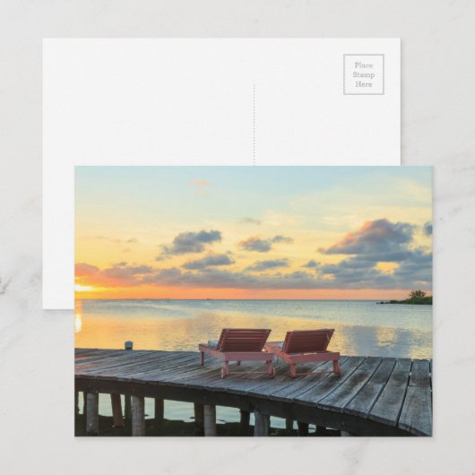 Pier mit Meerblick, Belize Postkarte (Vorne/Hinten)