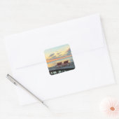 Pier mit Meerblick, Belize Quadratischer Aufkleber (Umschlag)