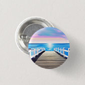 Pier, Ozean und Himmel bei Morgendämmerung Button (Vorne & Hinten)