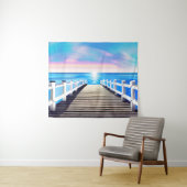Pier, Ozean und Himmel bei Morgendämmerung Wandteppich (Beispiel (Horizontal))