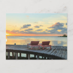 Pier überblickt den Ozean, Belize Postkarte