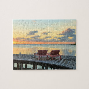 Pier überblickt den Ozean, Belize Puzzle