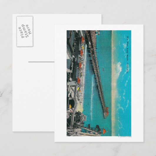 Pier und Strand und Long Beach Postkarte (Vorne/Hinten)