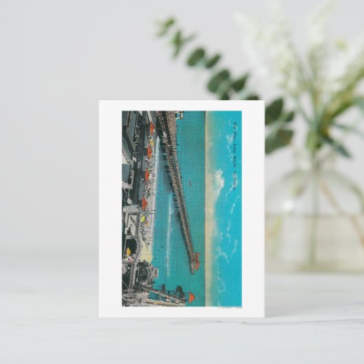 Pier und Strand und Long Beach Postkarte (Stehend Vorderseite)