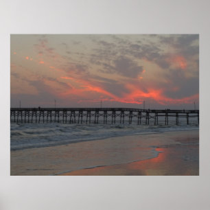Pier und Sunset - Eicheninsel, NC Poster