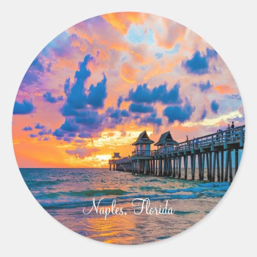 Pier von Neapel, Florida Runder Aufkleber (Vorderseite)