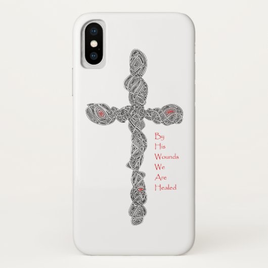 Pierced Cross (with Verse) iPhone Case (Rückseite)