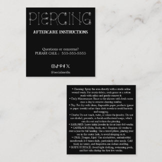 Piercing Aftercare Instructions Business Card Quadratische Visitenkarte
