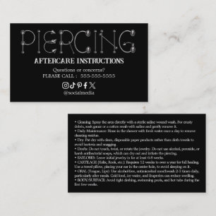 Piercing-Nachbehandlungsanweisungen Visitenkarte