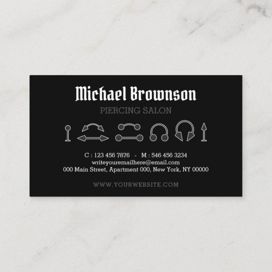 Piercing Specialist Modern Visitenkarte (Rückseite)