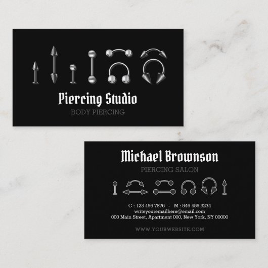 Piercing Specialist Modern Visitenkarte (Vorne/Hinten)