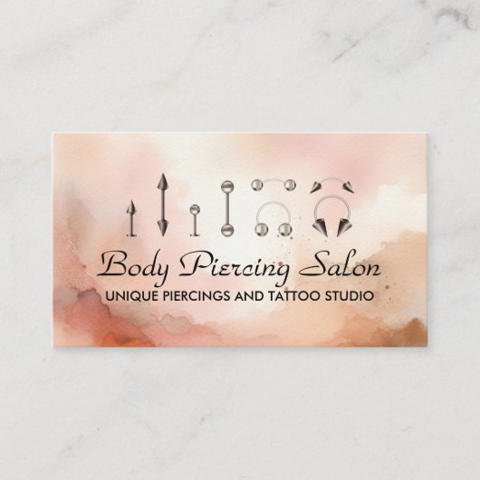 Piercing Specialist Watercolor Rosegold Visitenkarte (Vorderseite)