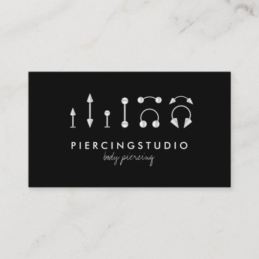 Piercing Tattoo Studio Black Visitenkarte (Vorderseite)