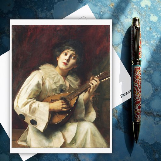 Pierette Playing The Lute von Paul De La Boulaye Postkarte