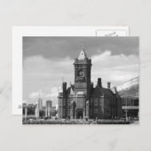 Pierhead Gebäude, Cardiff, Wales, UK (B&W) Postkarte (Vorne/Hinten)